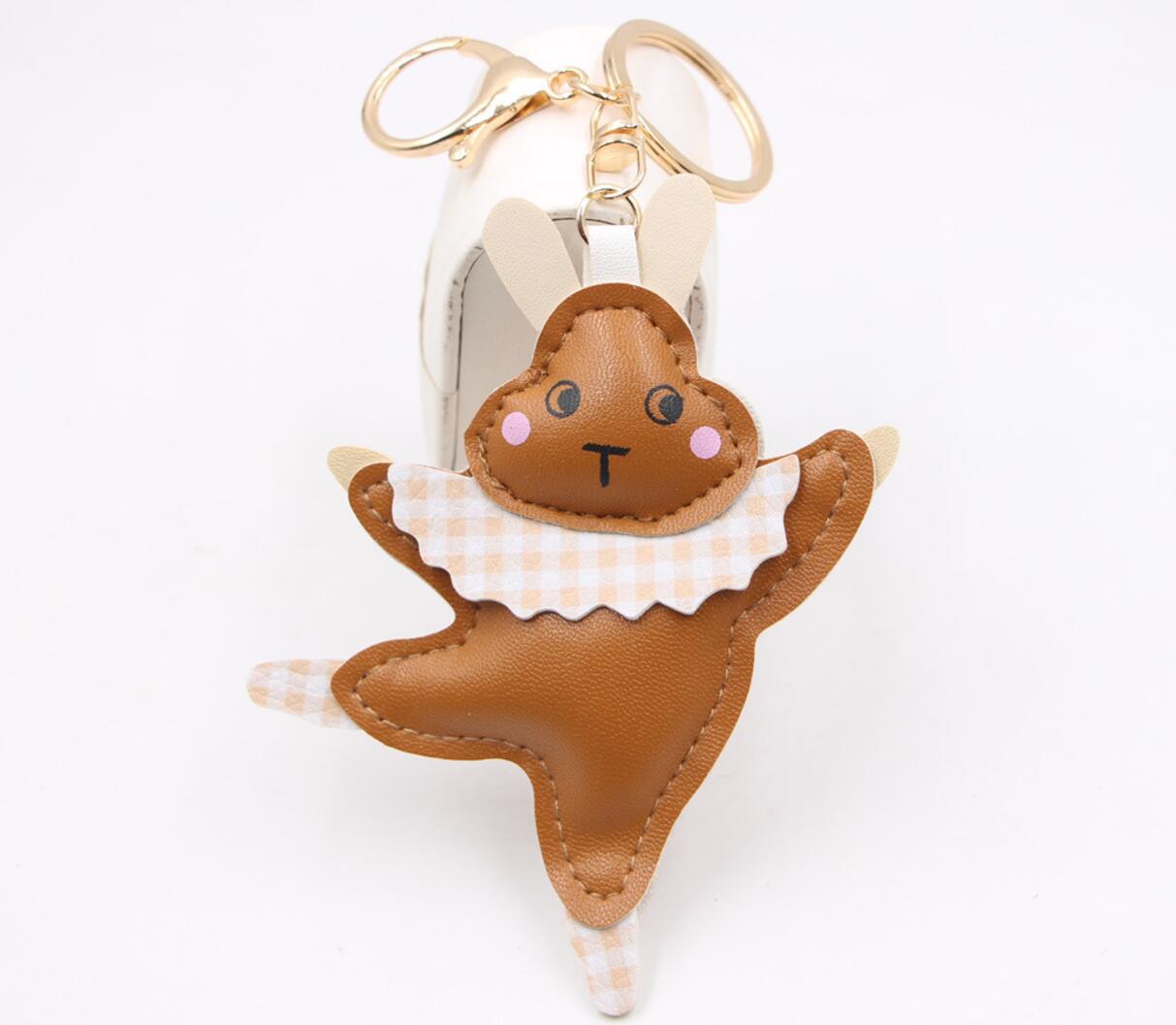 Leather keychain with dancing ballet bunny